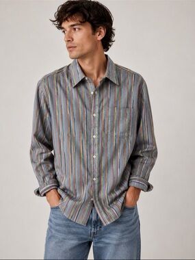 American Collection Candy Stripe Button-Up Shirt Multicolor Business Size Large
